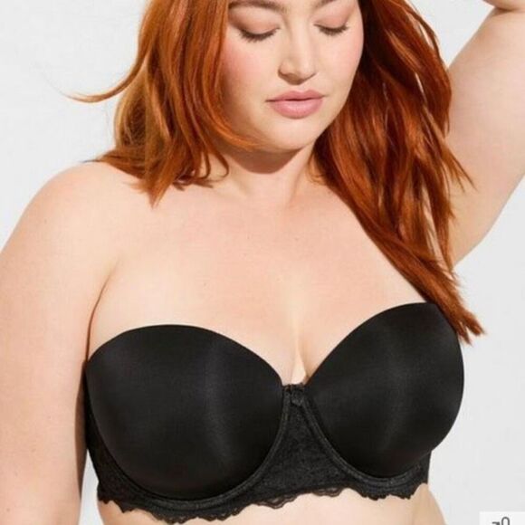 Torrid Bombshell Black Everyday Strapless Bra 38DDD Lace 38F - Picture 1 of 10
